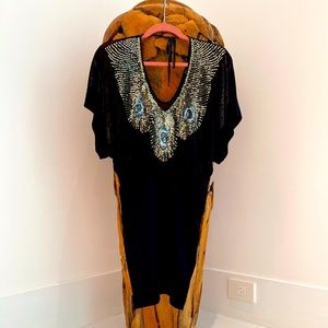 Designer MLH black dress and sequins, S